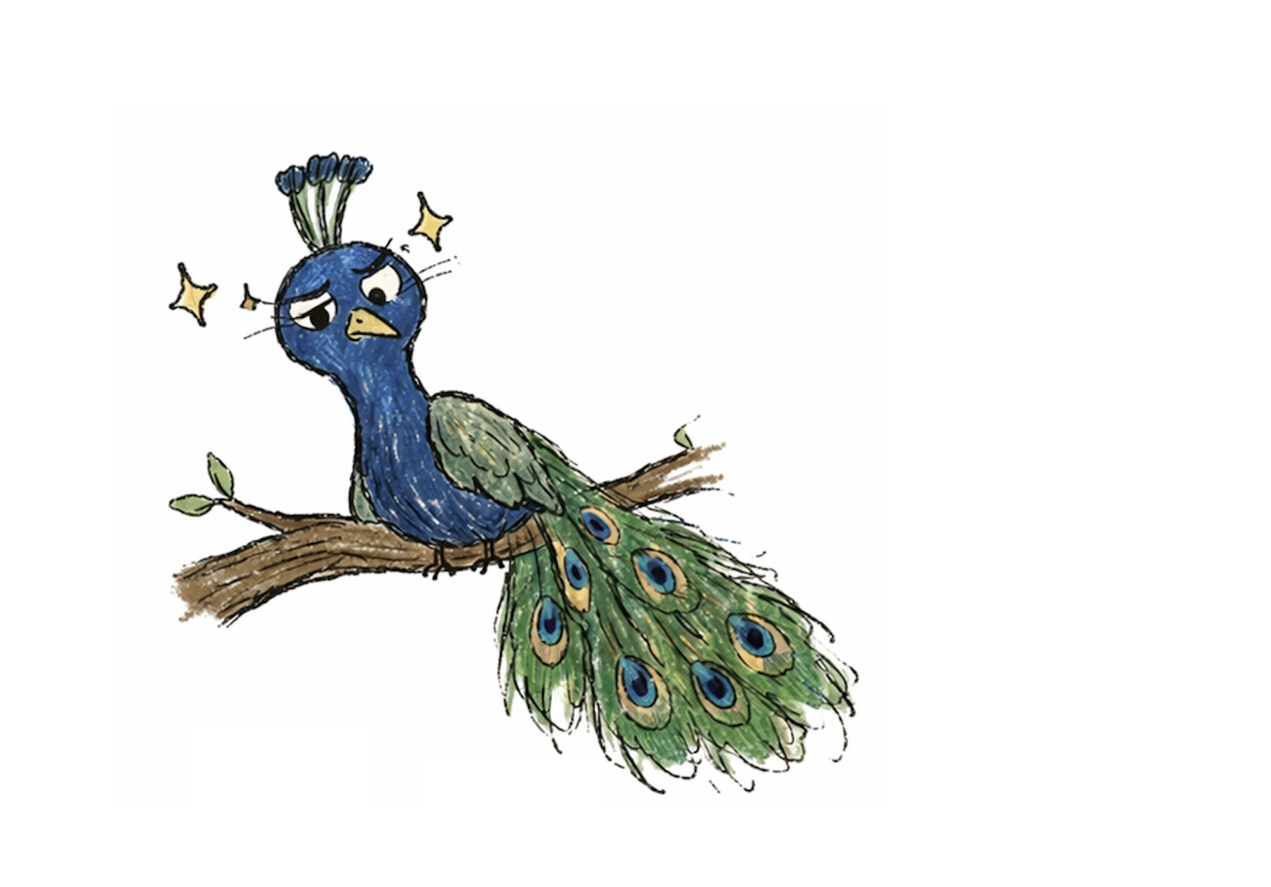 Illustration of a peacock from Dali Forest